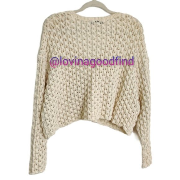 Zara Open Knit Textured Cream Cardigan NWOT sz M - Picture 12 of 13